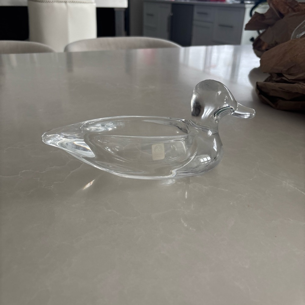 Gray Glass Duck Decor Piece